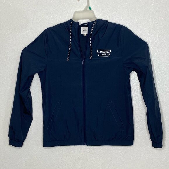 VANS Full Zip Fully Lined Navy Lightweight Hooded Jacket Size S - Picture 1 of 7